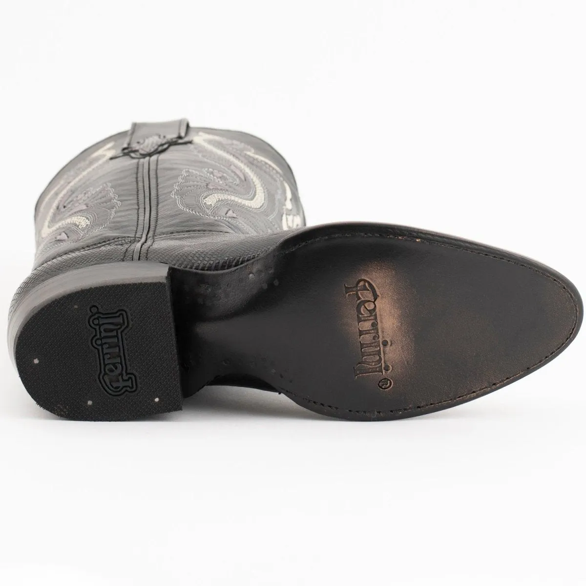 FERRINI MEN'S TAYLOR LIZARD ROUND TOE HANDCRAFTED  BLACK 1111104