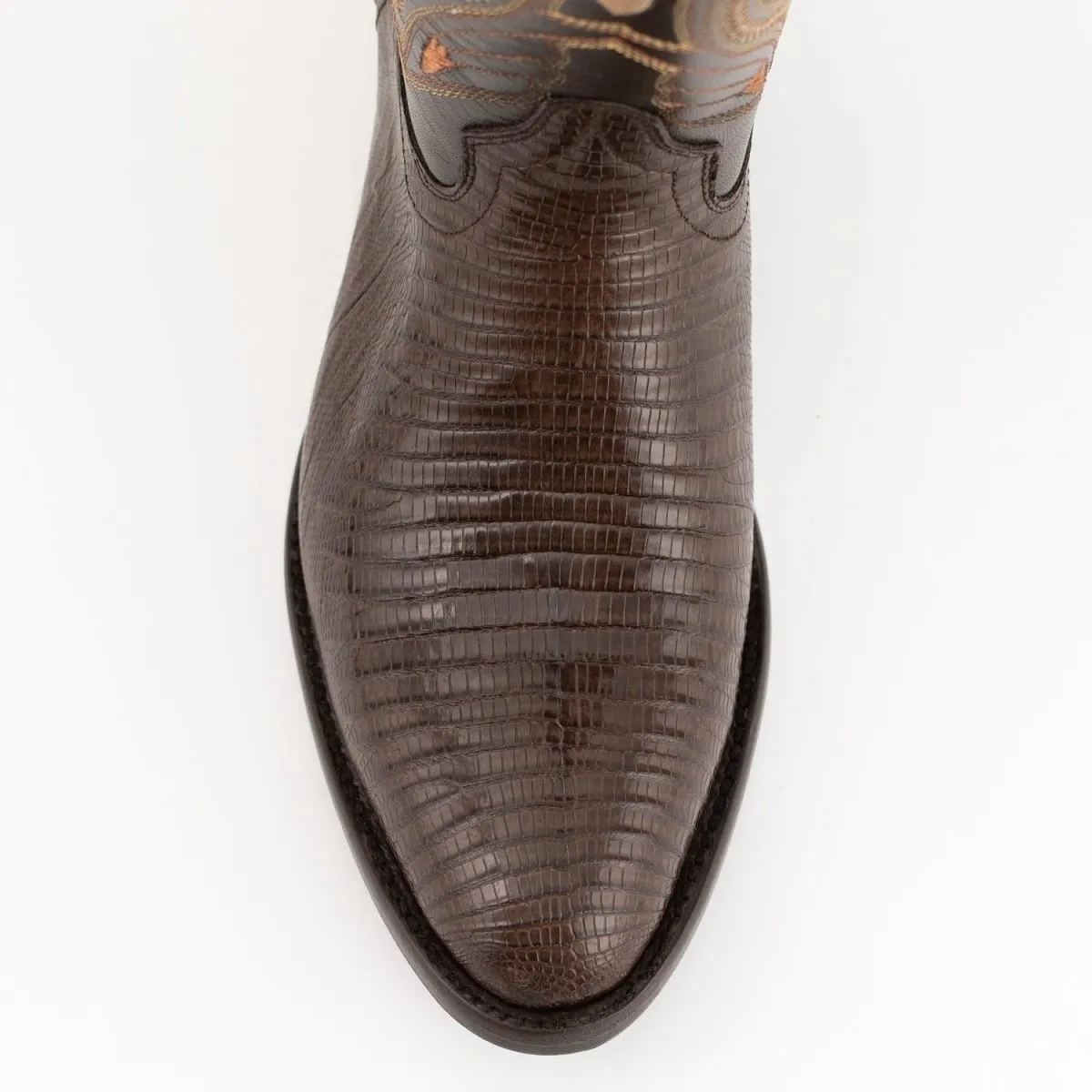 FERRINI MEN'S TAYLOR LIZARD ROUND TOE HANDCRAFTED  CHOCOLATE 1111109
