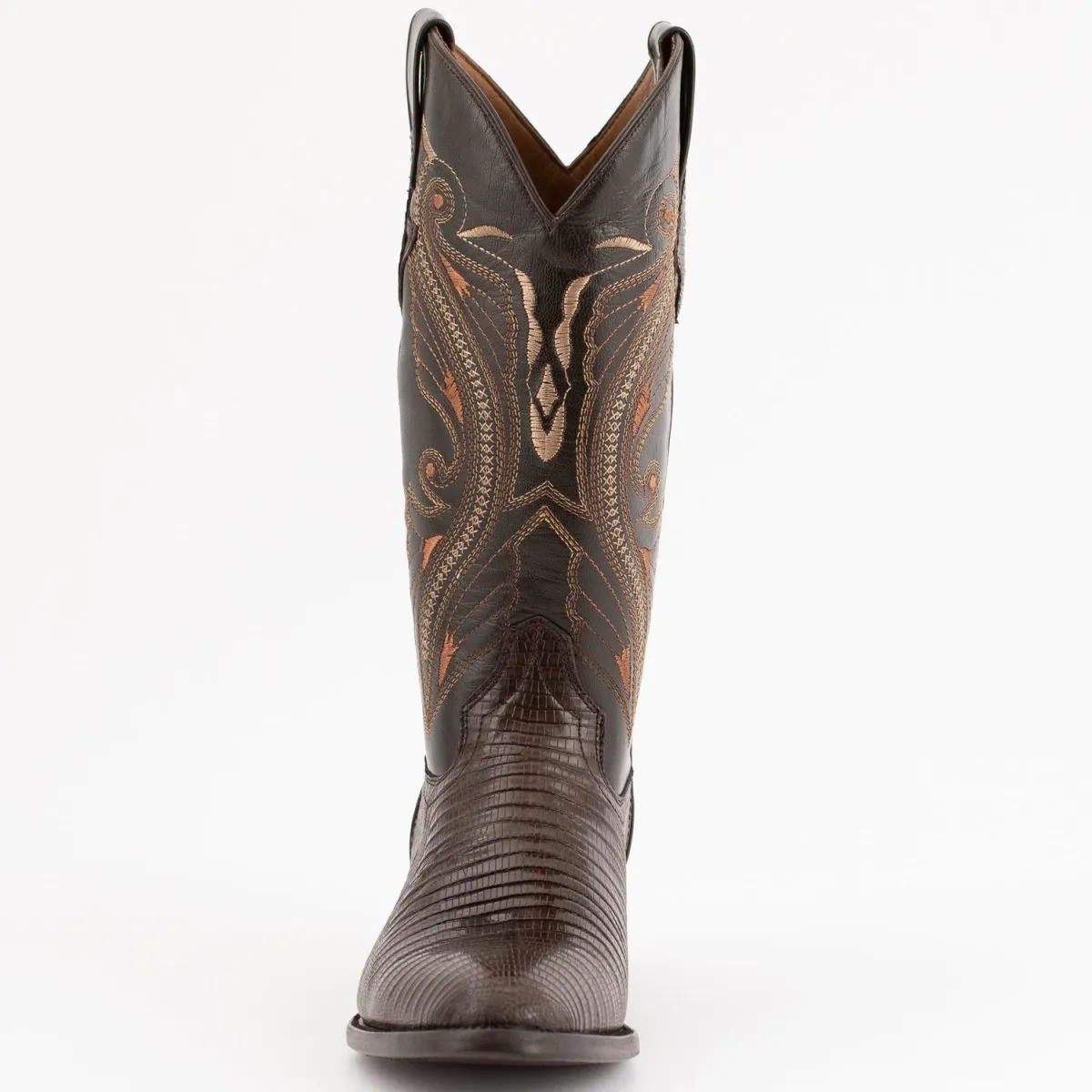 FERRINI MEN'S TAYLOR LIZARD ROUND TOE HANDCRAFTED  CHOCOLATE 1111109