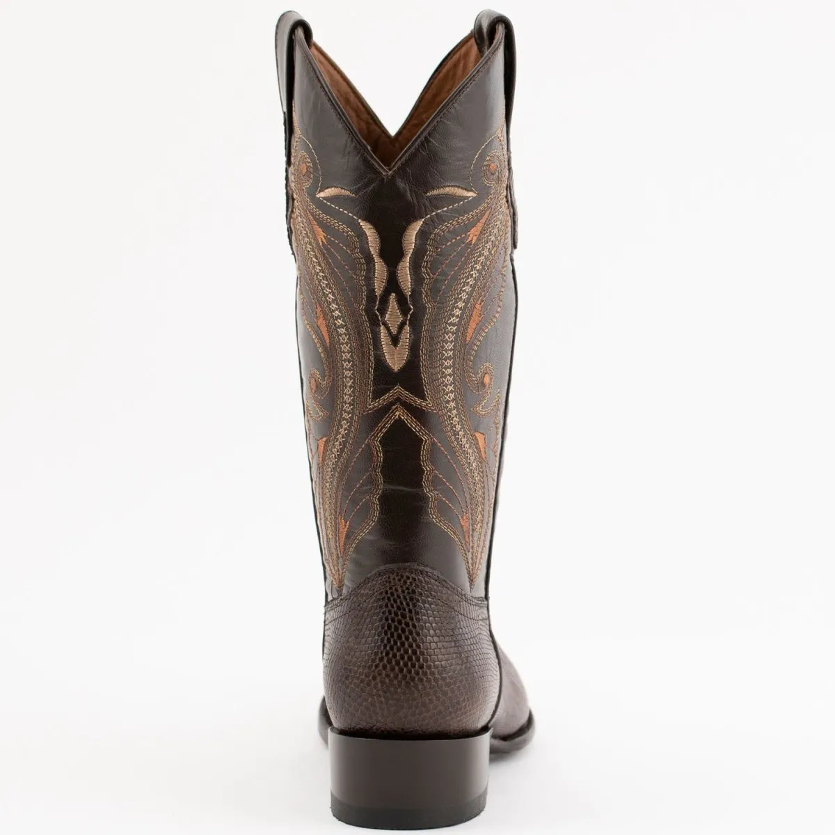 FERRINI MEN'S TAYLOR LIZARD ROUND TOE HANDCRAFTED  CHOCOLATE 1111109