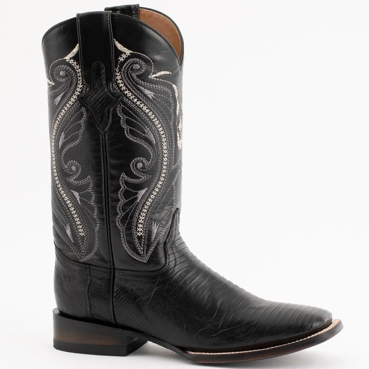 FERRINI MEN'S TAYLOR LIZARD SQUARE TOE HANDCRAFTED  BLACK  1119304