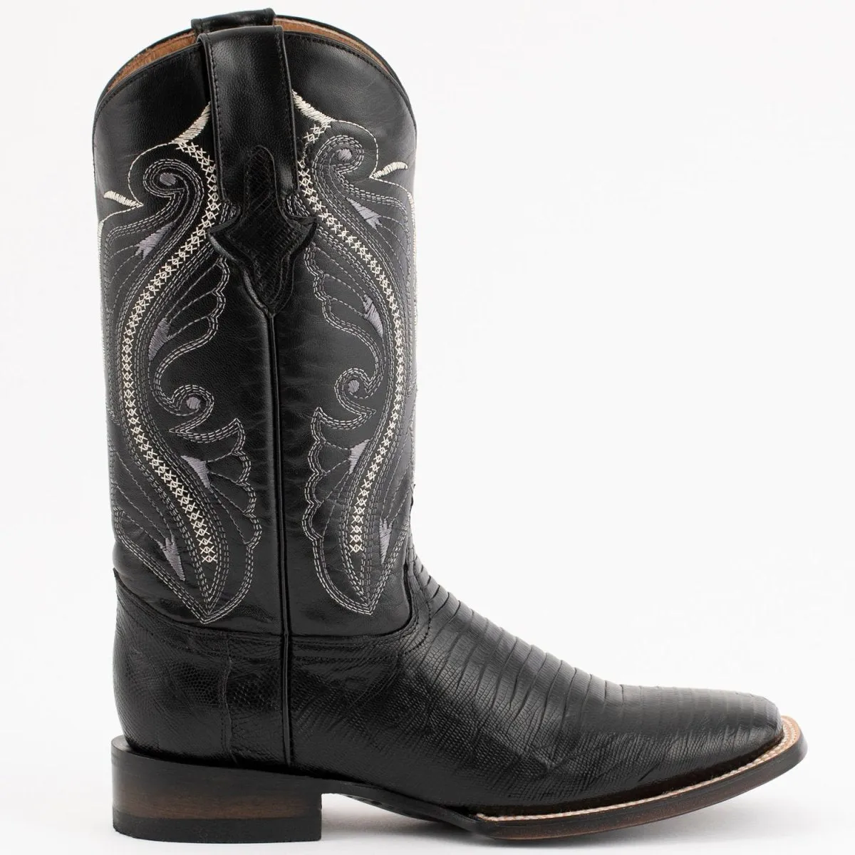 FERRINI MEN'S TAYLOR LIZARD SQUARE TOE HANDCRAFTED  BLACK  1119304