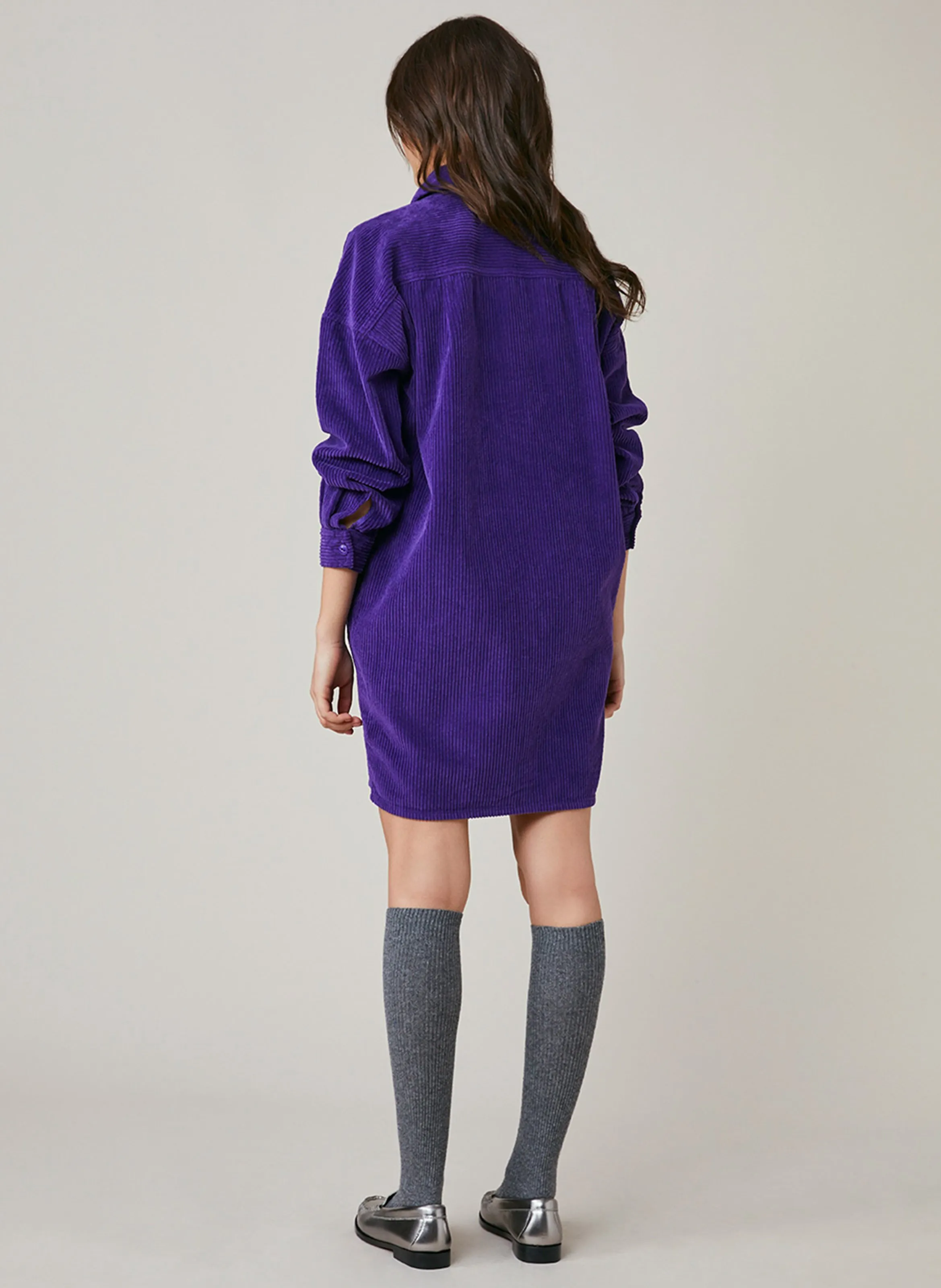 FRANE  VESTIDO CORTO CAMISERO DE ALGODóN CON CUELLO CLáSICO EN VIOLETA