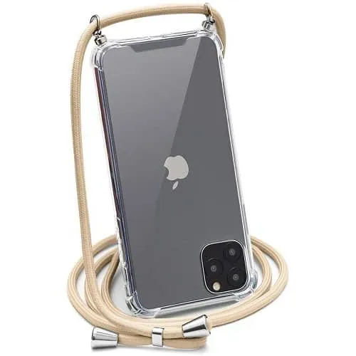 Funda Silicona Transparente Iphone 11 TPU Con Cuerda  Beige