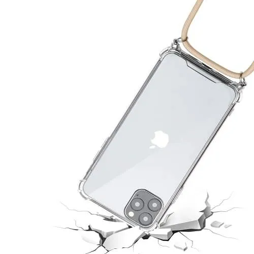 Funda Silicona Transparente Iphone 11 TPU Con Cuerda  Beige