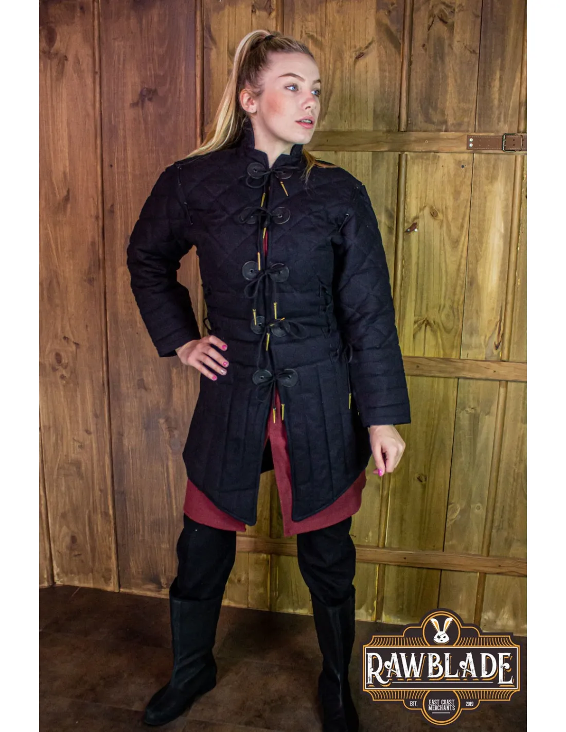 GAMBESóN MEDIEVAL COMPLETO MUJER MORGAUSE  NEGRO