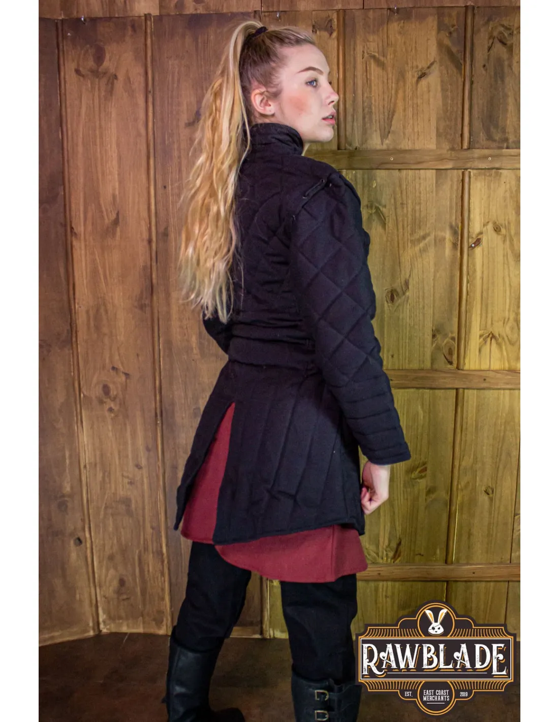 GAMBESóN MEDIEVAL COMPLETO MUJER MORGAUSE  NEGRO