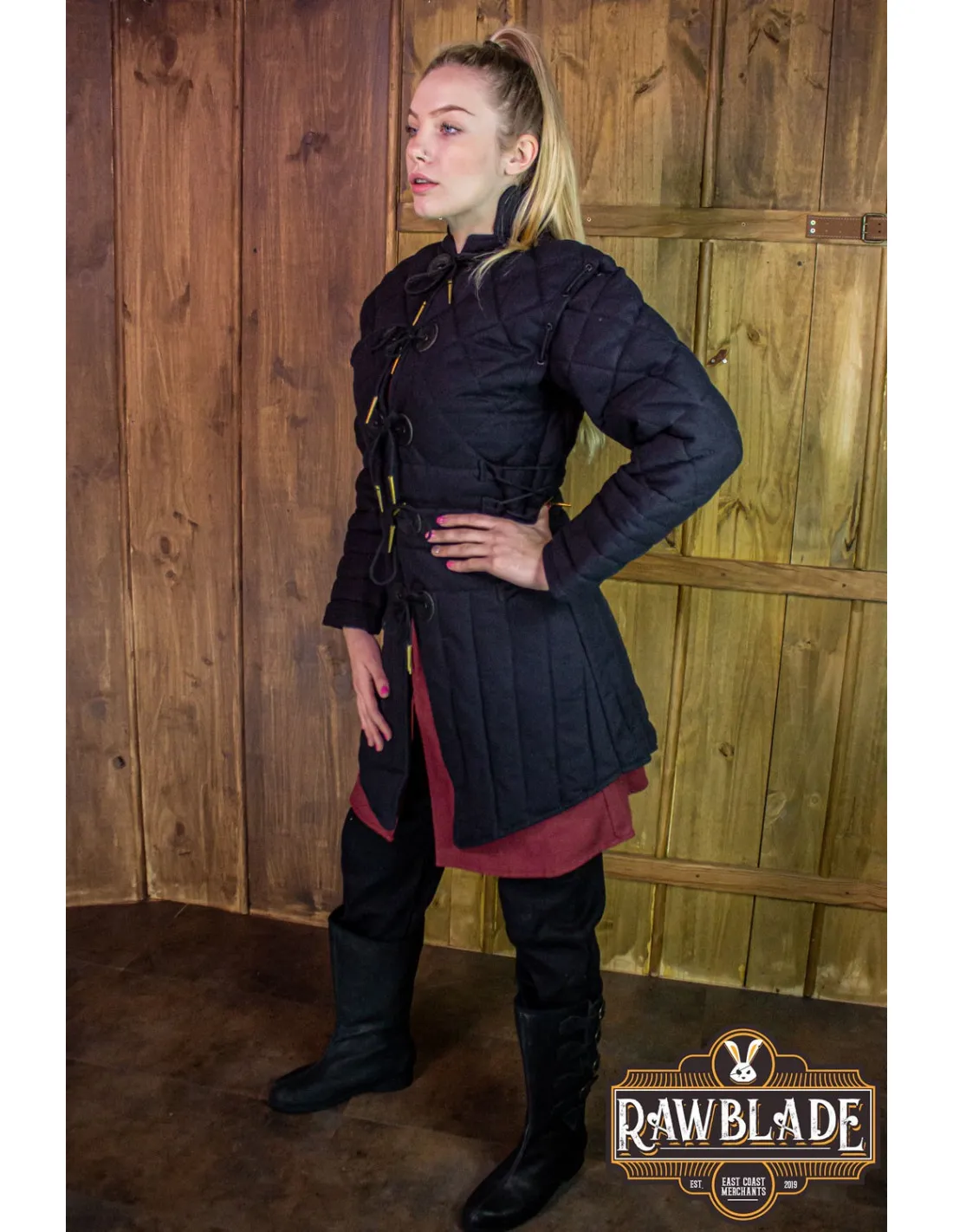 GAMBESóN MEDIEVAL COMPLETO MUJER MORGAUSE  NEGRO