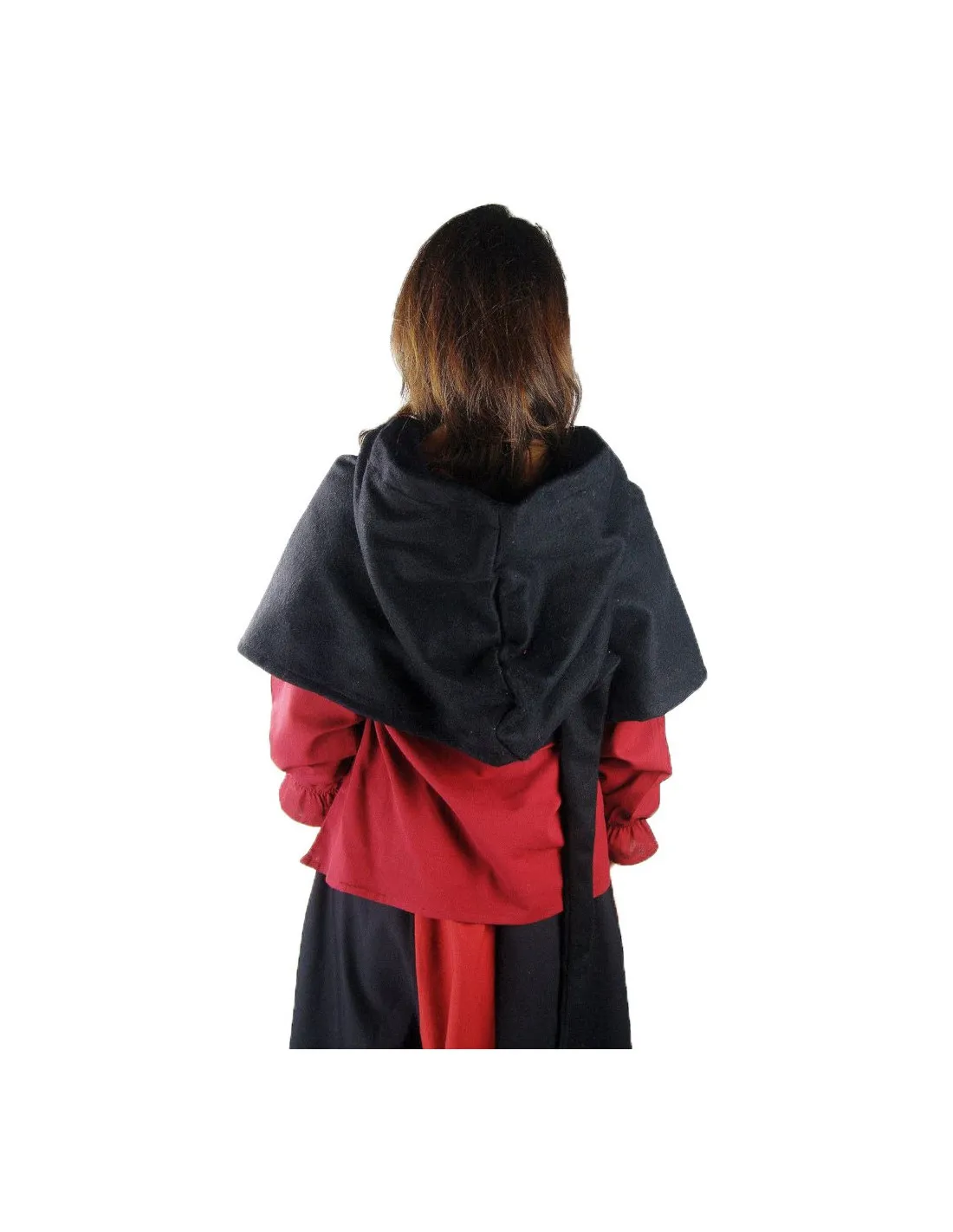 Gugel medieval de lana modelo Anita, negro