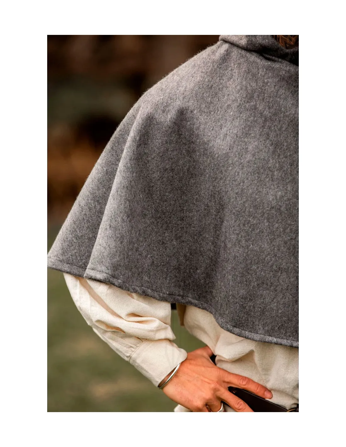 Gugel medieval de lana modelo Paul, gris