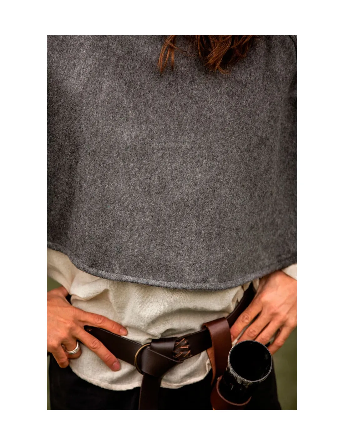 Gugel medieval de lana modelo Paul, gris
