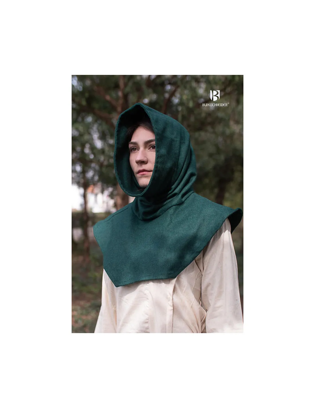 Gugel medieval Noah de algodón, color verde