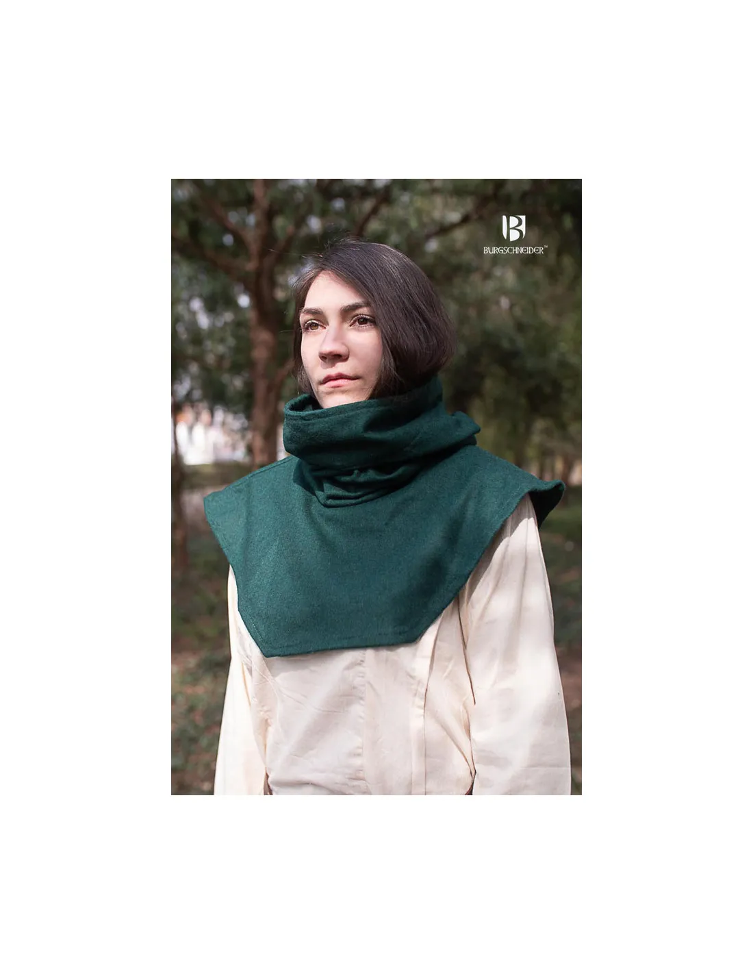 Gugel medieval Noah de algodón, color verde