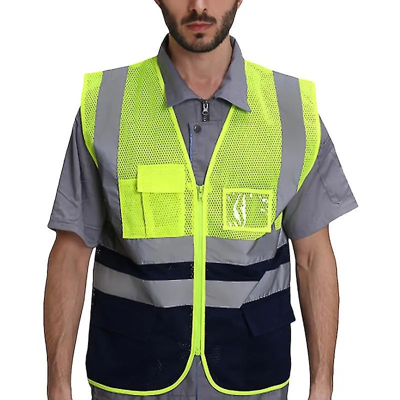 Hi Viz Vis Reflective Vest Men High Visibility Work Waistcoat Jacket Coat