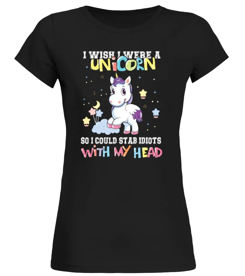 I WISH I WERE A UNICORN Camiseta cuello redondo Mujer