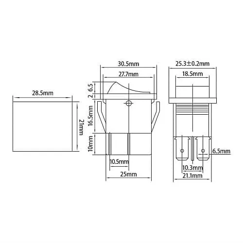 INTERRUPTOR BASCULANTE ONOFF DPST 4 VIAS  NEGRO 16 A