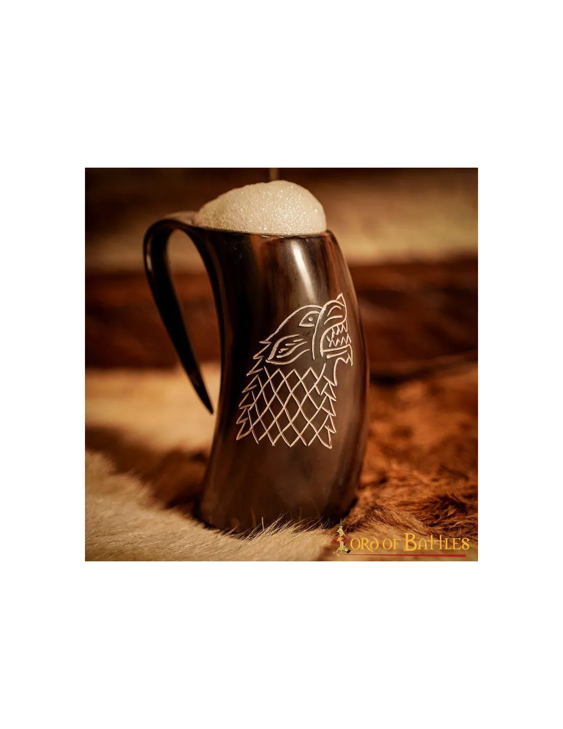 Jarra de cerveza lobo medieval para recreacionistas