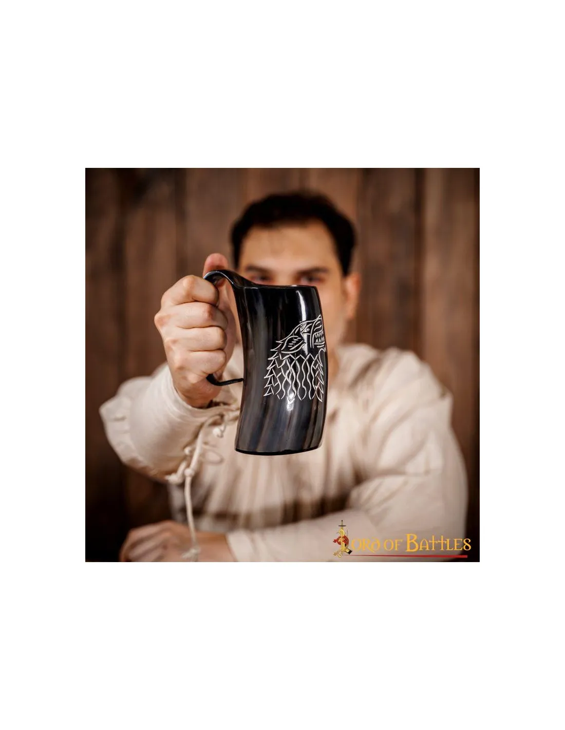 Jarra de cerveza lobo medieval para recreacionistas