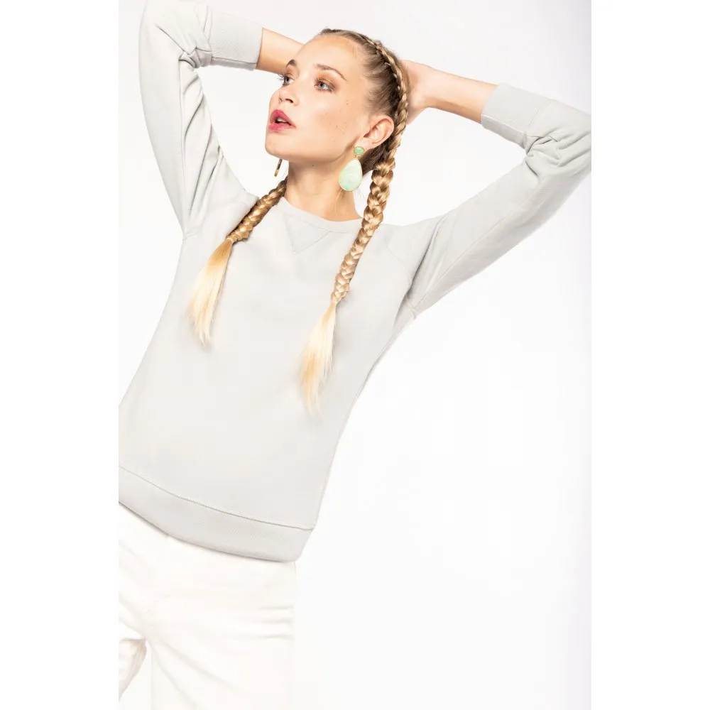 K481SUDADERA ALGODÓN ORGÁNICO CON CUELLO REDONDO Y MANGAS RAGLÁN