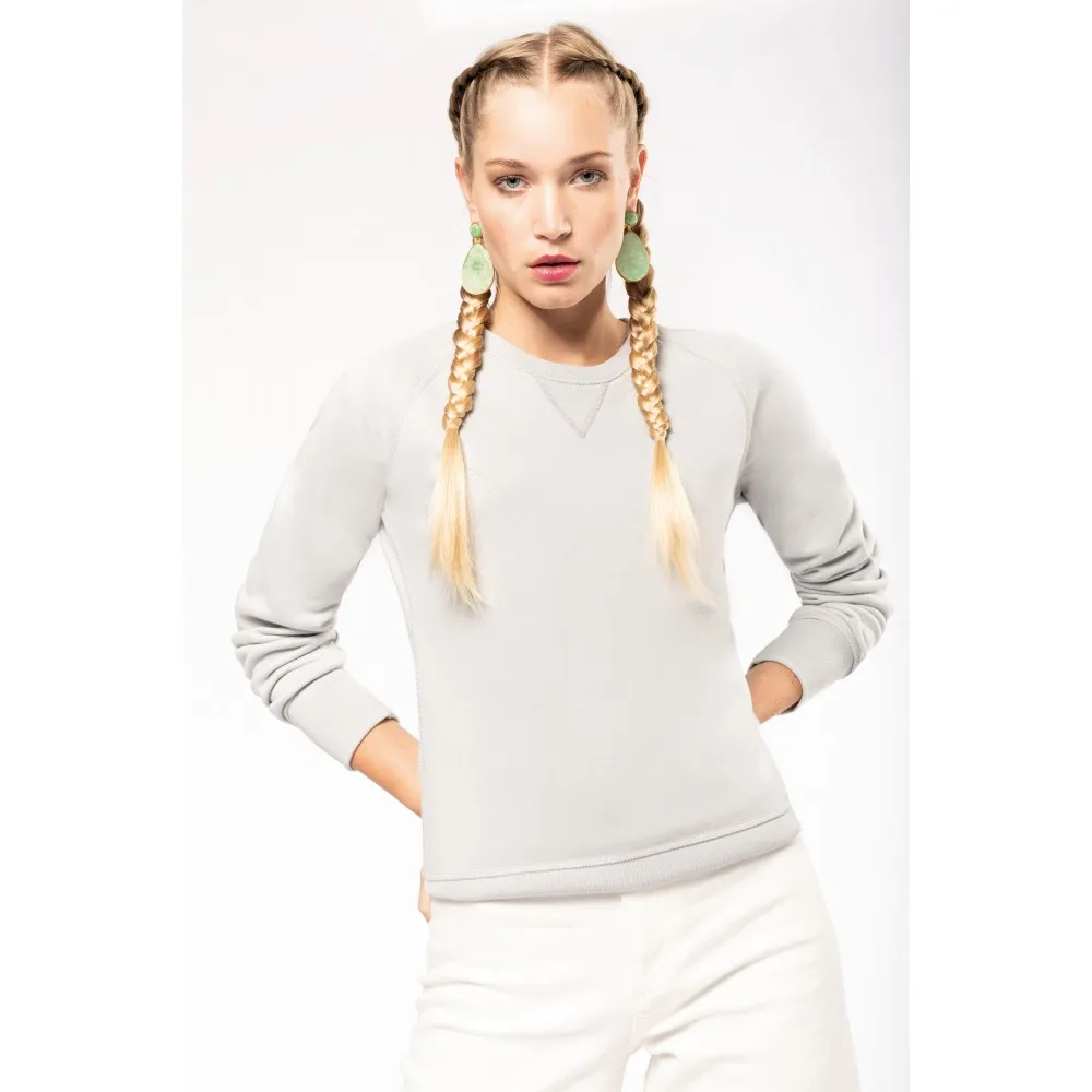 K481SUDADERA ALGODÓN ORGÁNICO CON CUELLO REDONDO Y MANGAS RAGLÁN