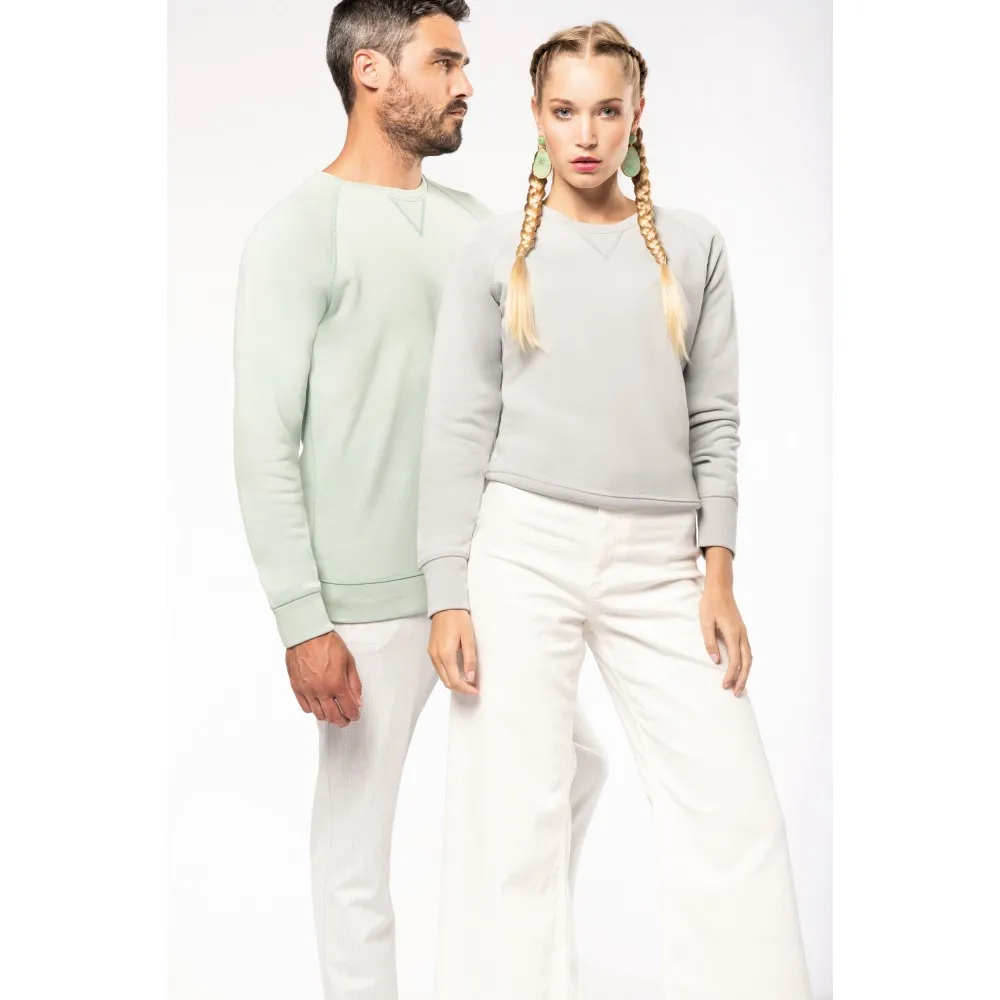 K481SUDADERA ALGODÓN ORGÁNICO CON CUELLO REDONDO Y MANGAS RAGLÁN