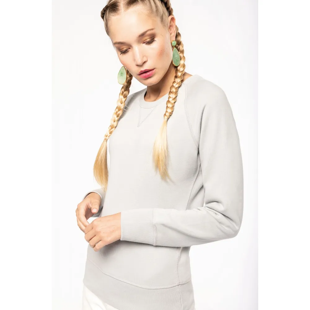 K481SUDADERA ALGODÓN ORGÁNICO CON CUELLO REDONDO Y MANGAS RAGLÁN
