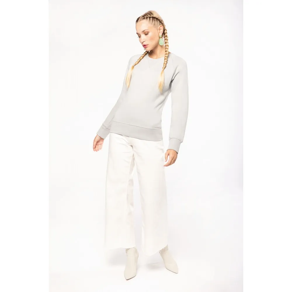 K481SUDADERA ALGODÓN ORGÁNICO CON CUELLO REDONDO Y MANGAS RAGLÁN