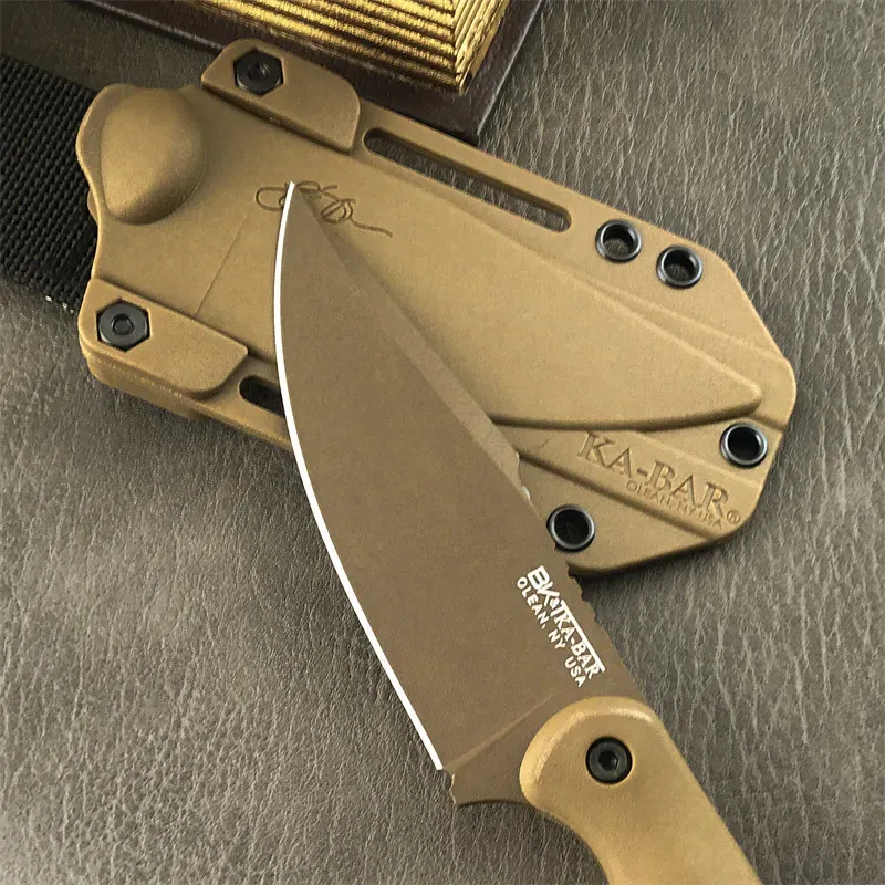 KABAR BK18 CUCHILLO DE HOJA FIJA DE ARPóN CORTO, CUCHILLO RECTO DE COMBATE AL AIRE LIBRE, CUCHILLO RECTO PARA ACAMPAR, CAZA, DE
