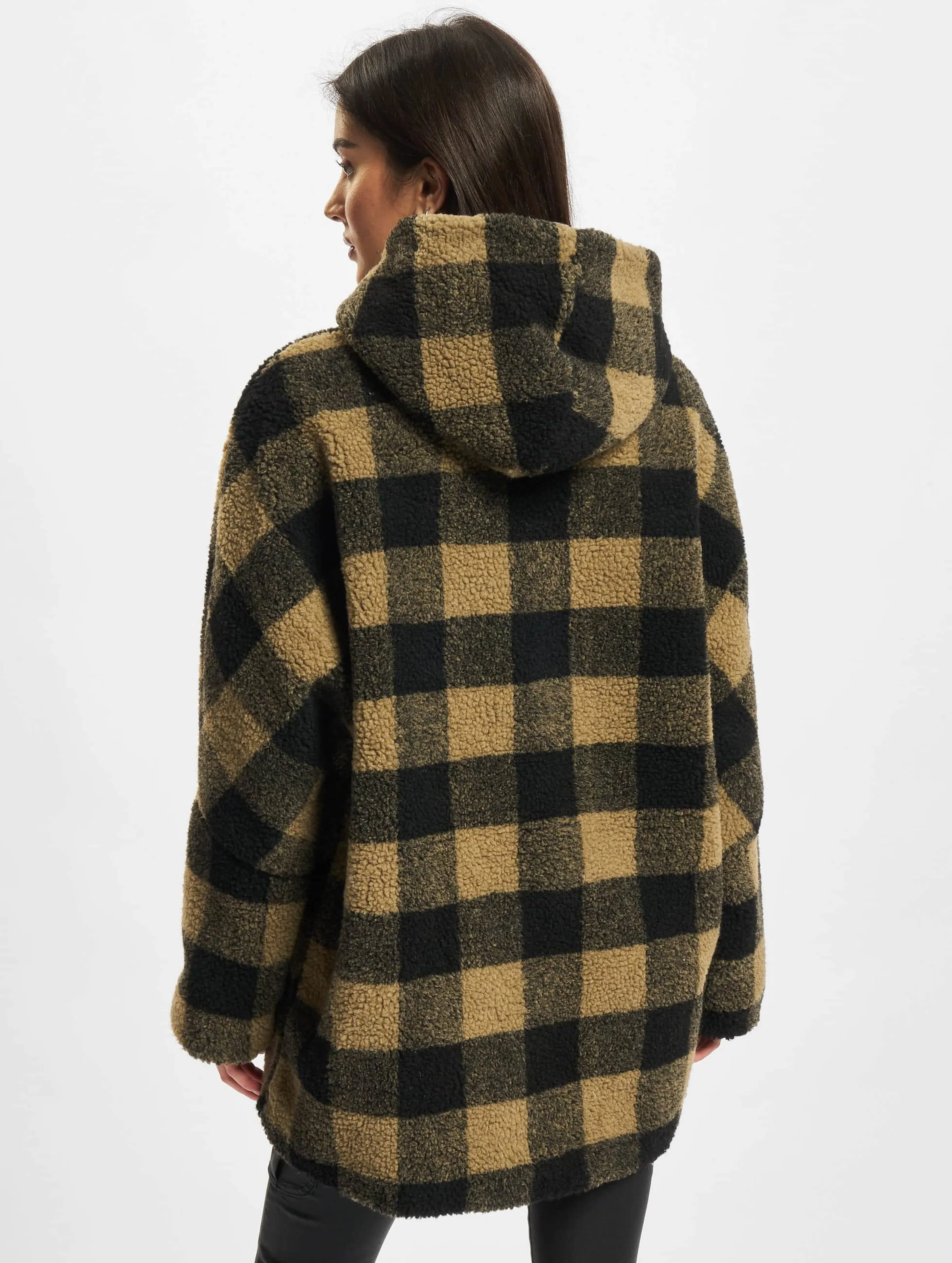 Ladies Hooded Oversized Check