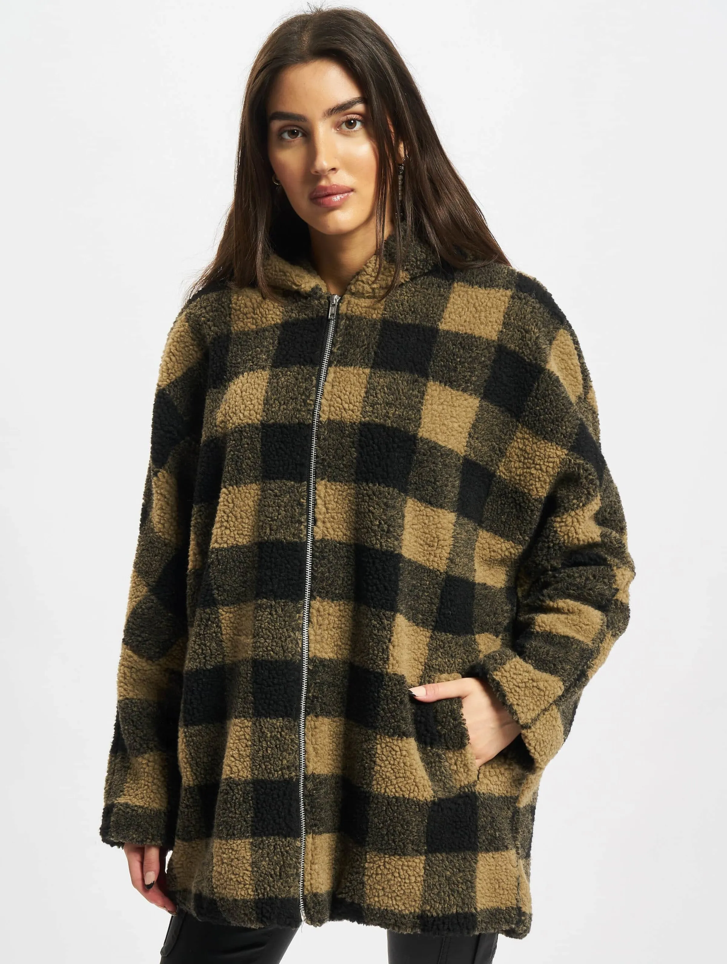 Ladies Hooded Oversized Check