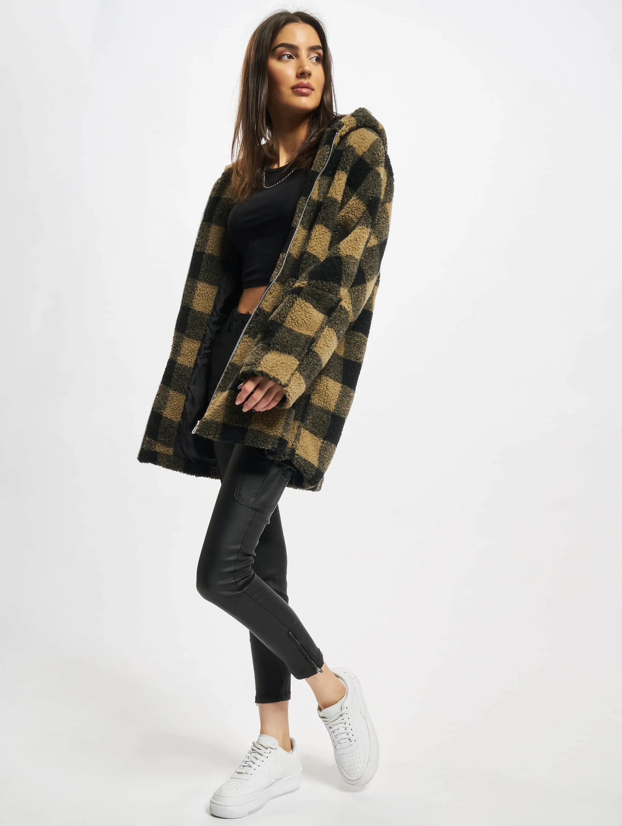 Ladies Hooded Oversized Check