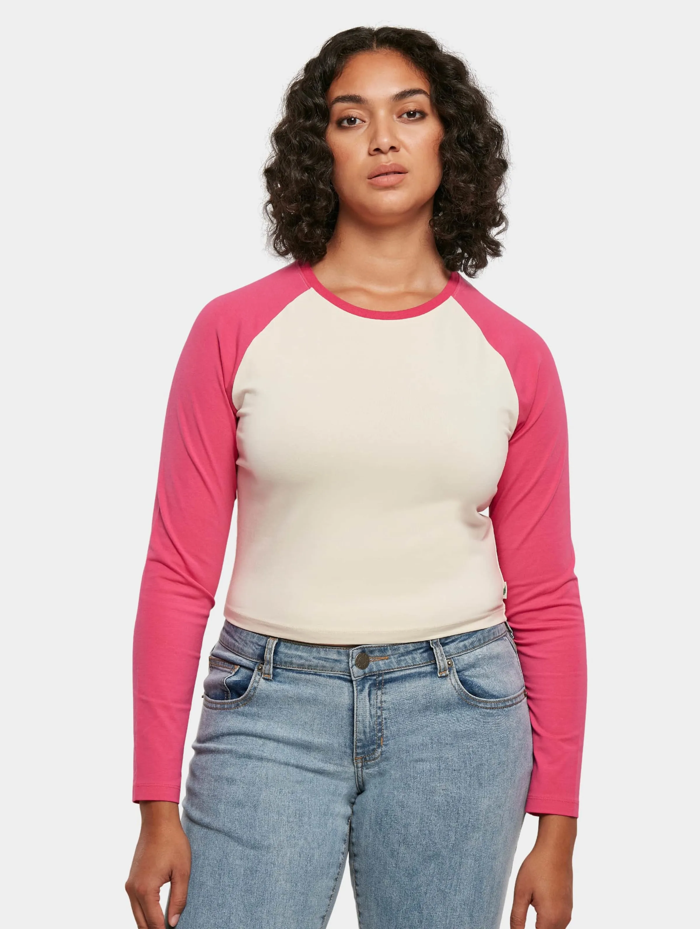 Ladies Organic Cropped Retro Baseball