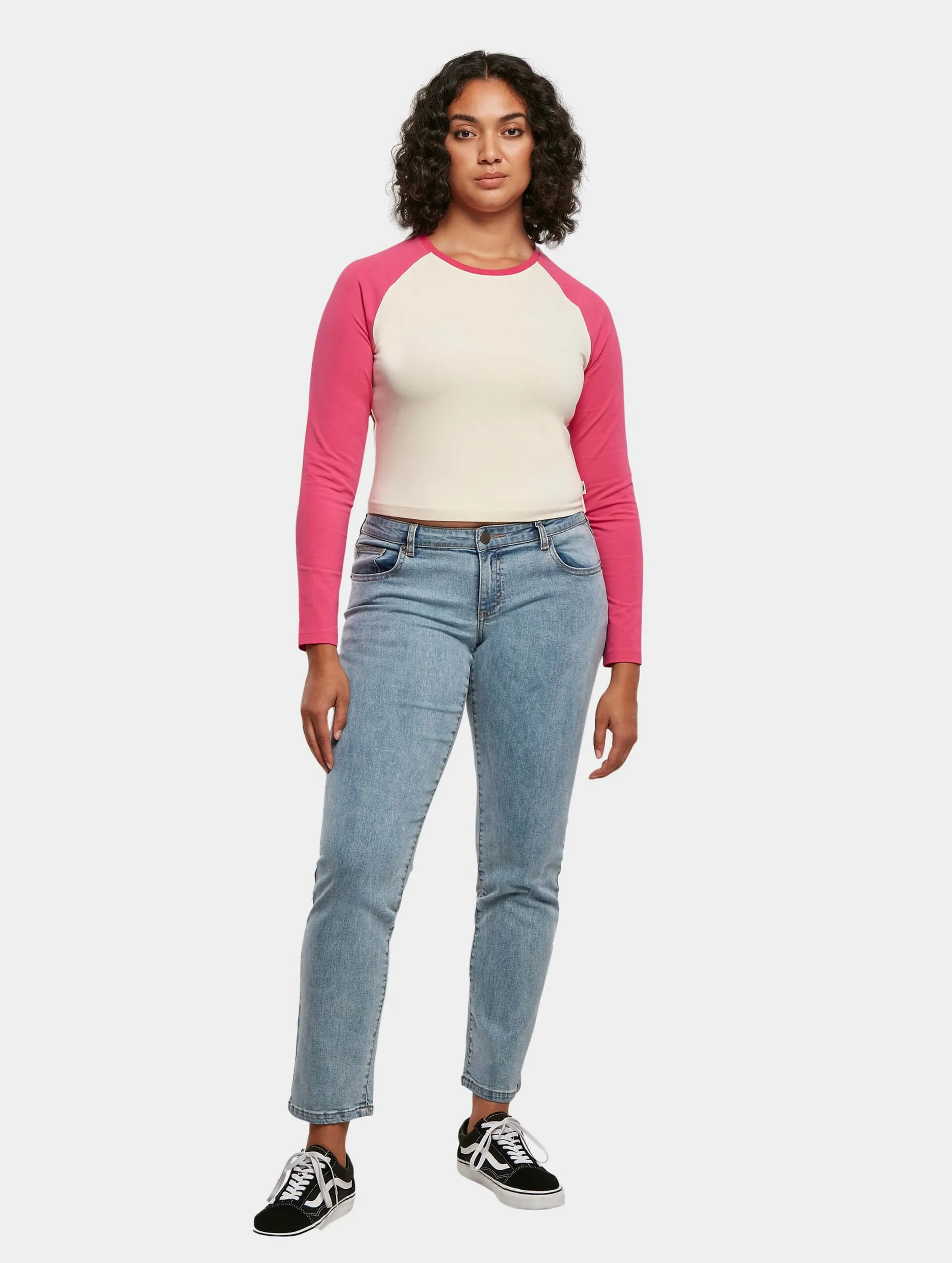 Ladies Organic Cropped Retro Baseball