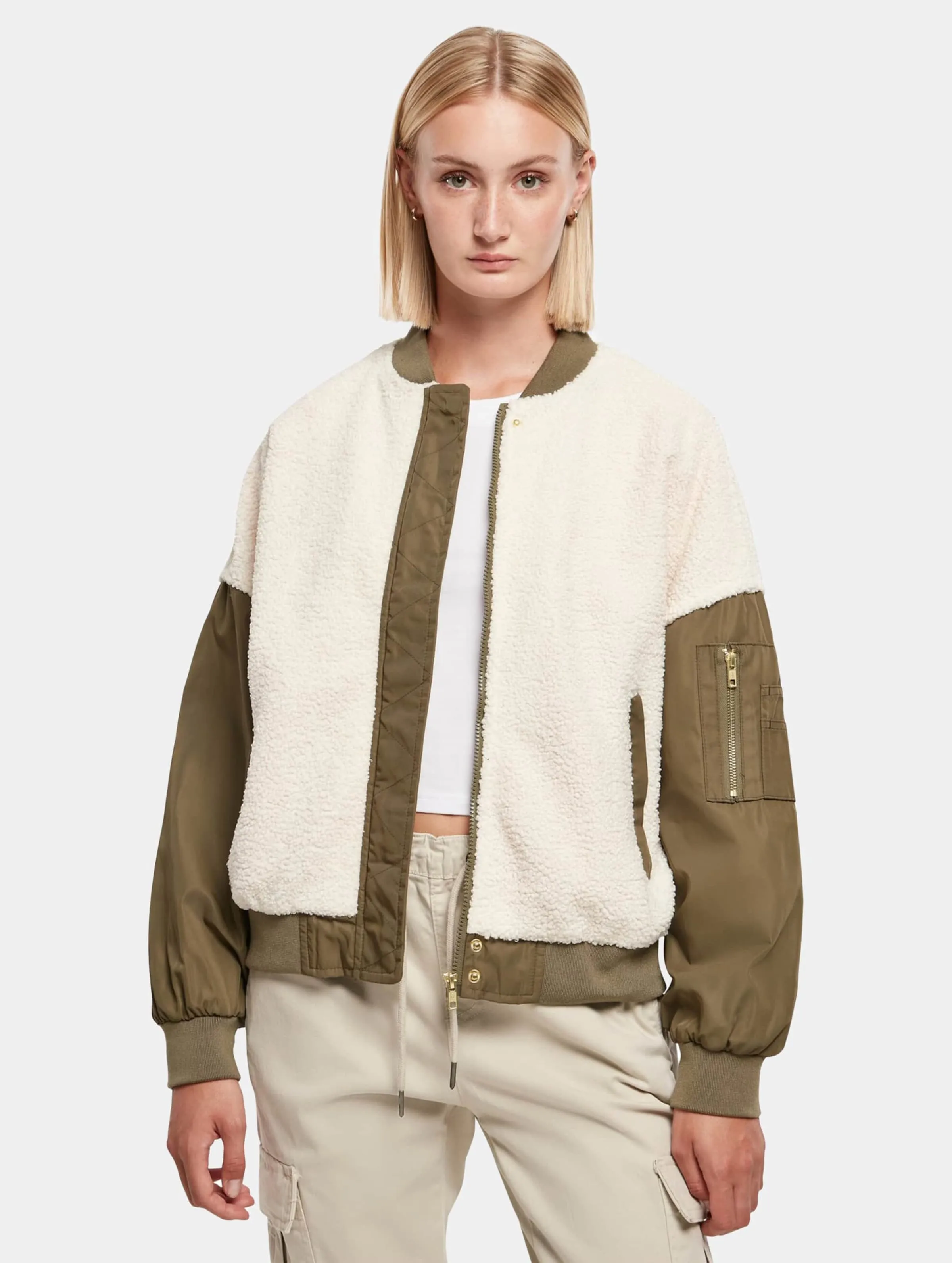 Ladies Oversized Sherpa Mixed Transition