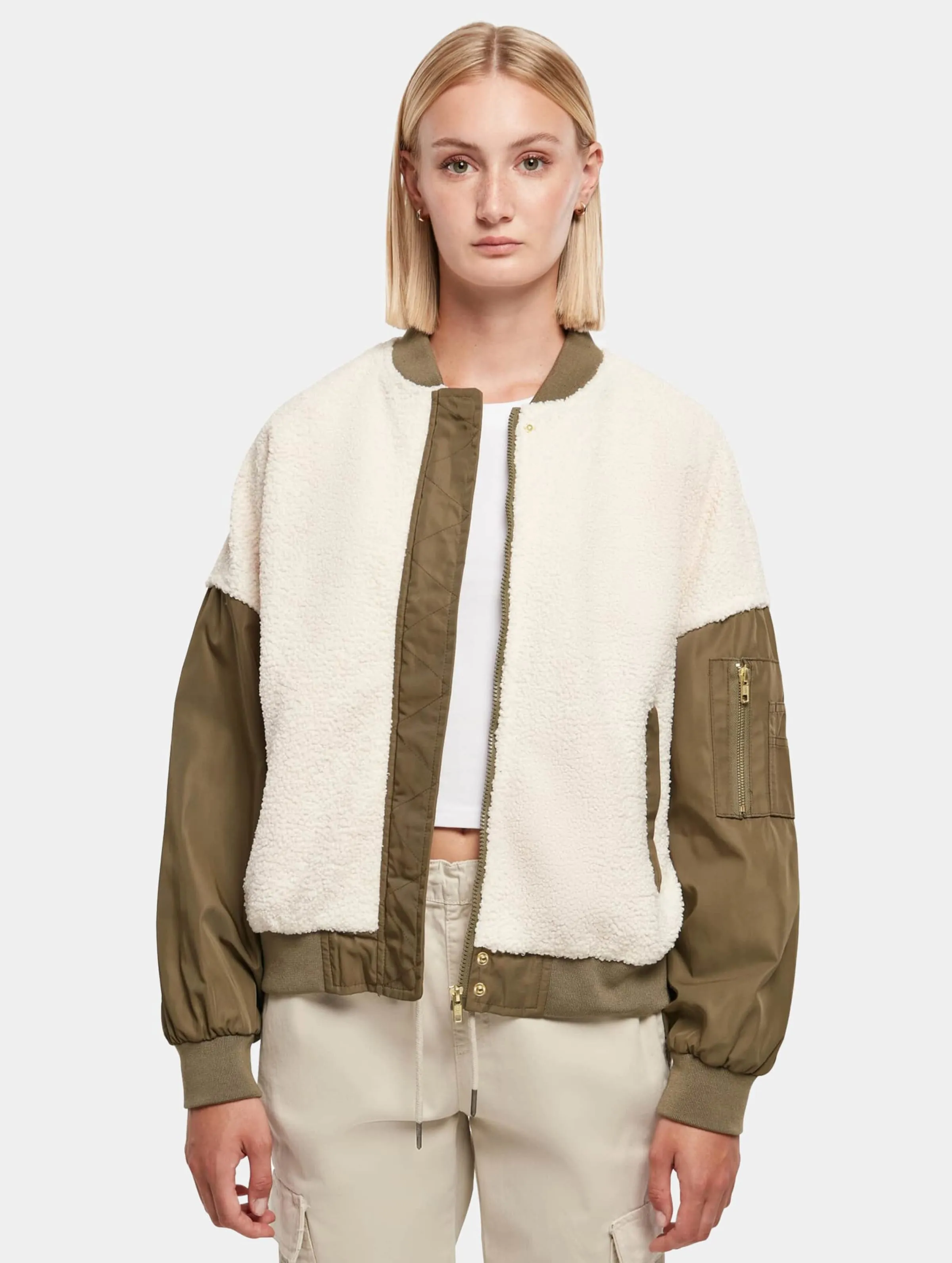 Ladies Oversized Sherpa Mixed Transition