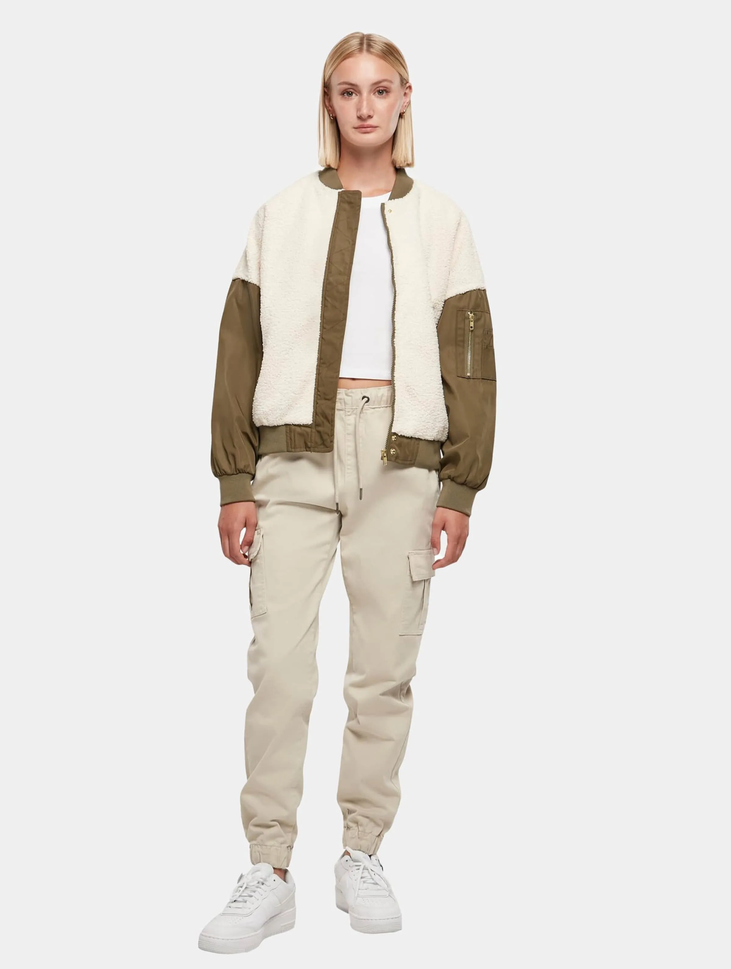 Ladies Oversized Sherpa Mixed Transition