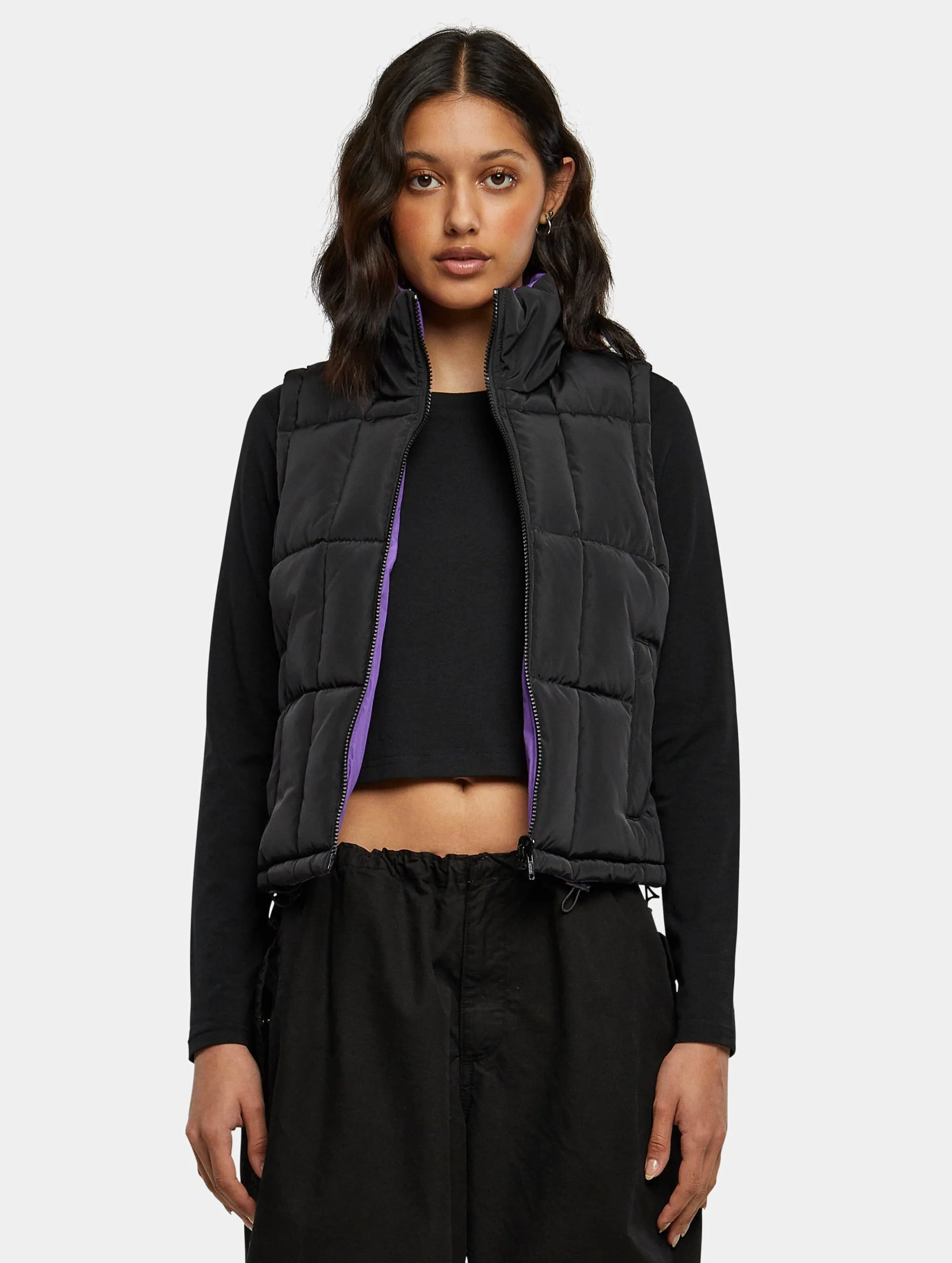 Ladies Reversible Cropped Puffer Vest