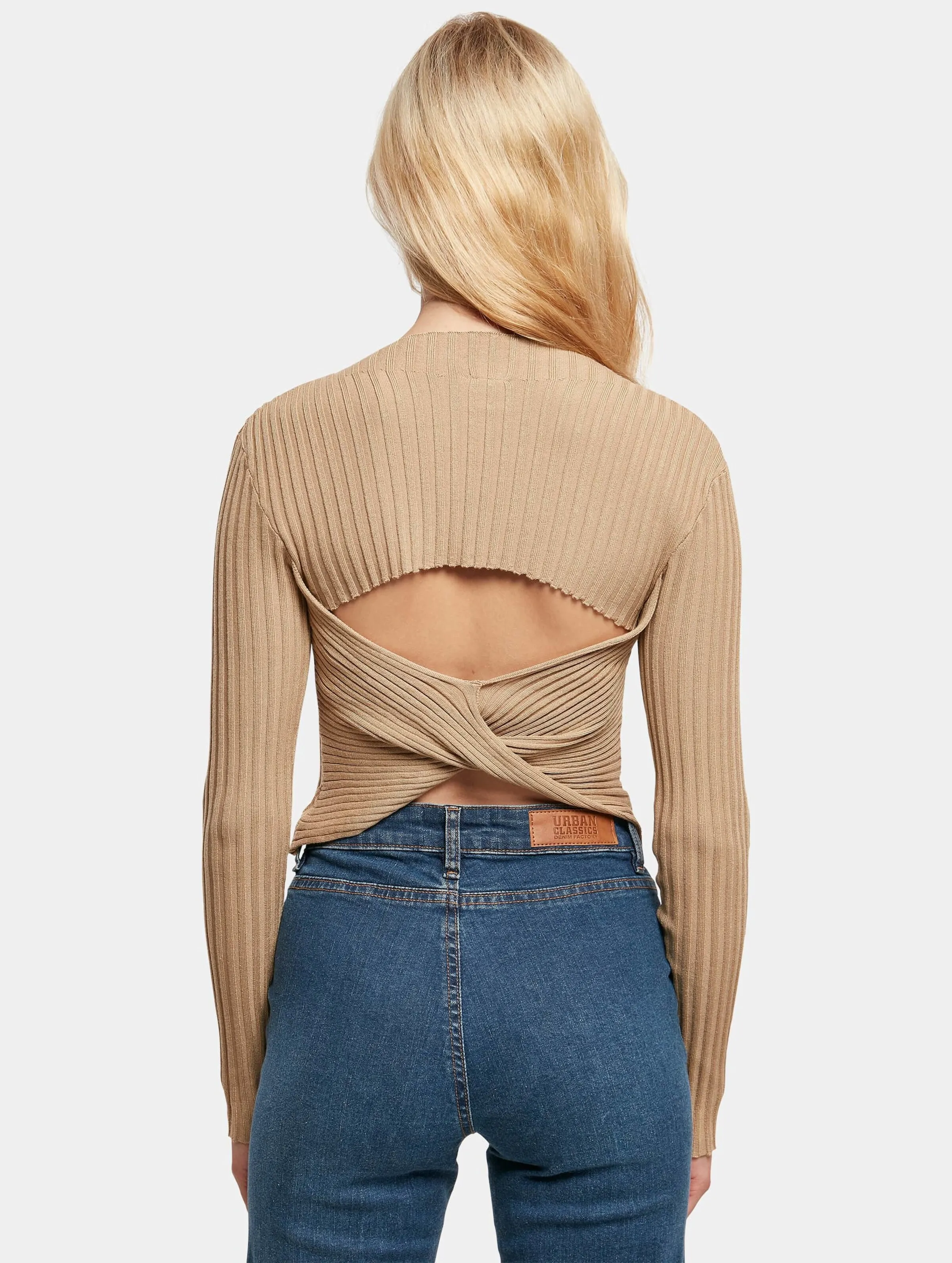 Ladies Short Rib Knit Twisted Back