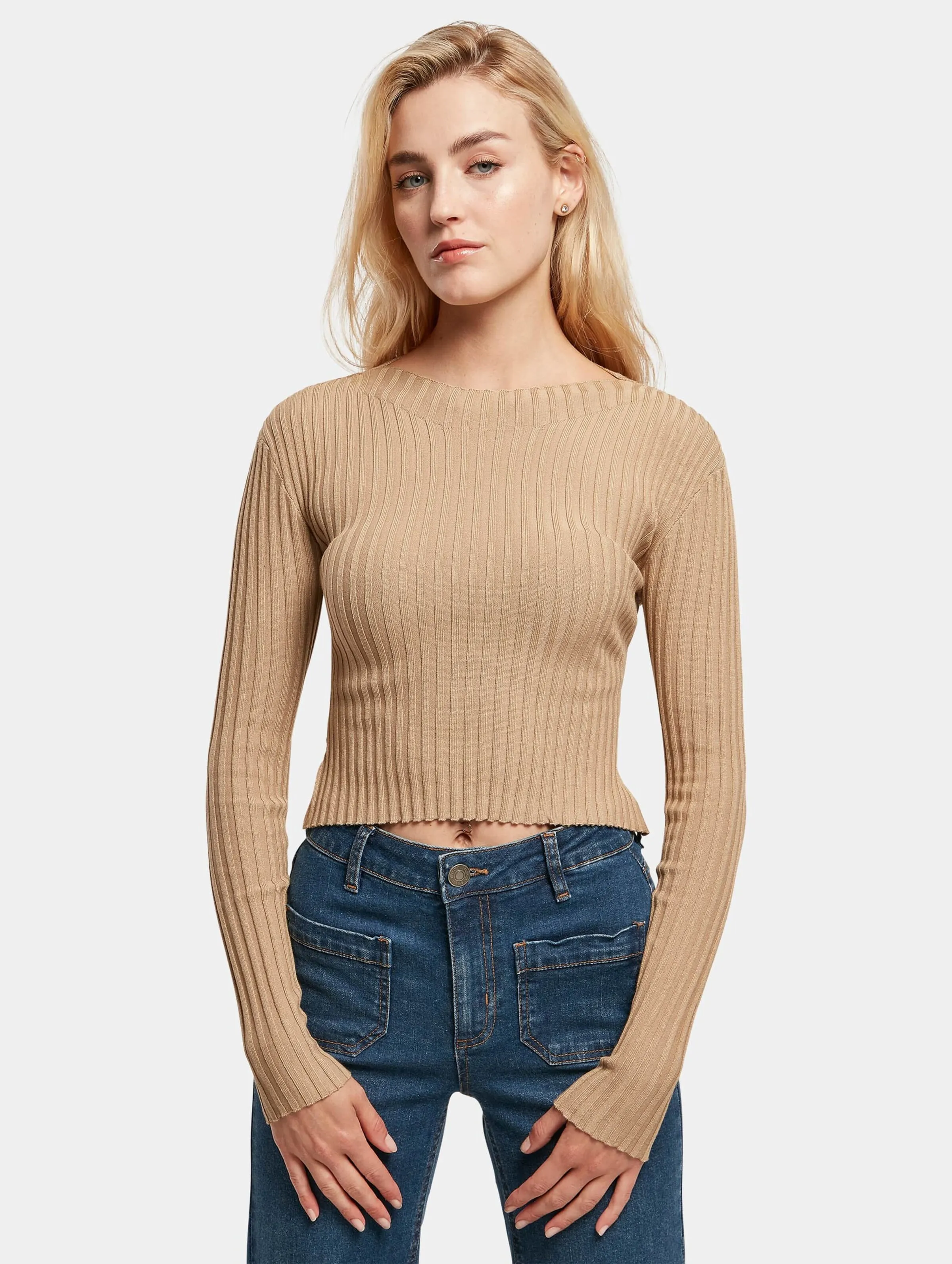 Ladies Short Rib Knit Twisted Back