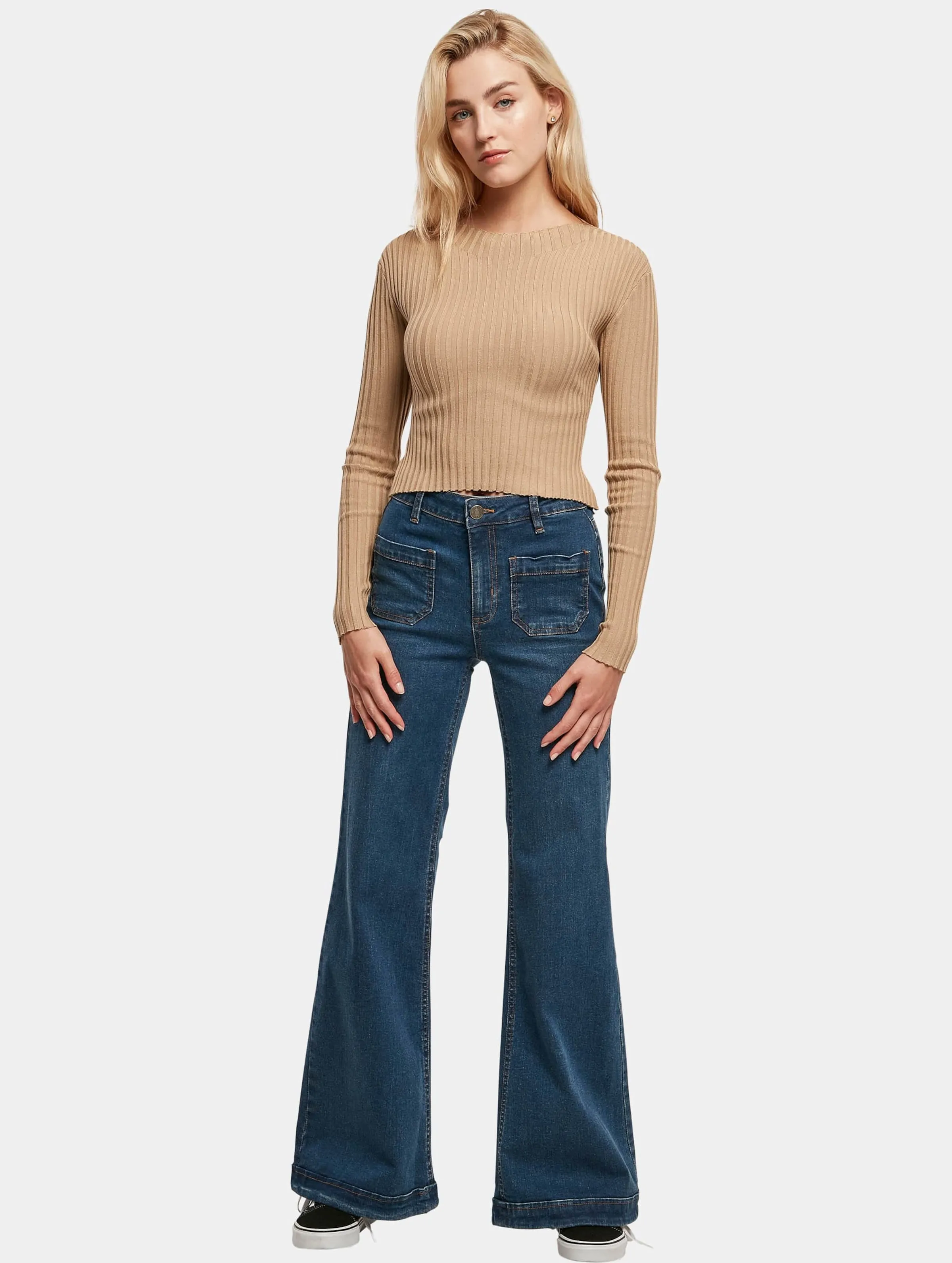 Ladies Short Rib Knit Twisted Back