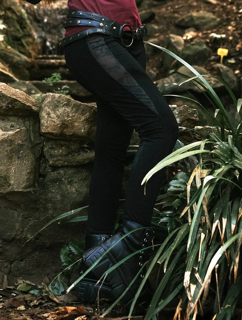 Leggins largos con aplicación de malla 