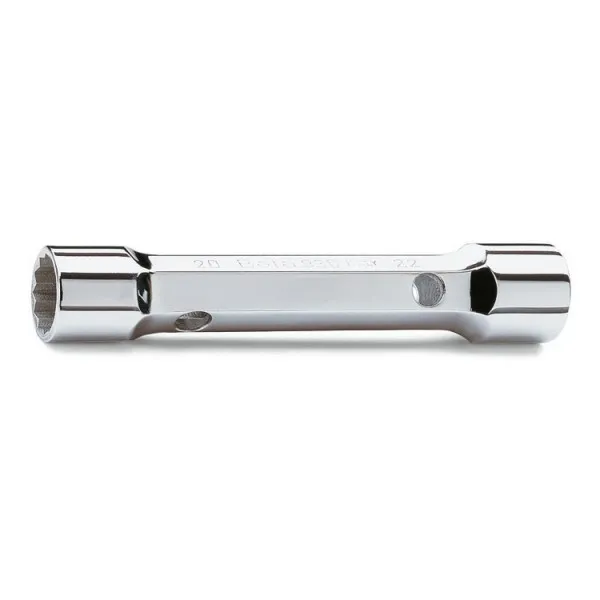 Llave de tubo de dos bocas poligonales, tipo pesado, cromada