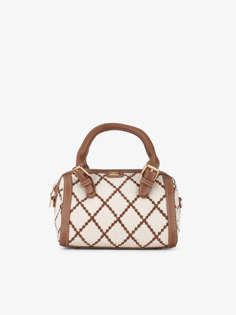 MALA EM TWEED ESTAMPADO COM ALÇA TIRACOLO INTERIOR