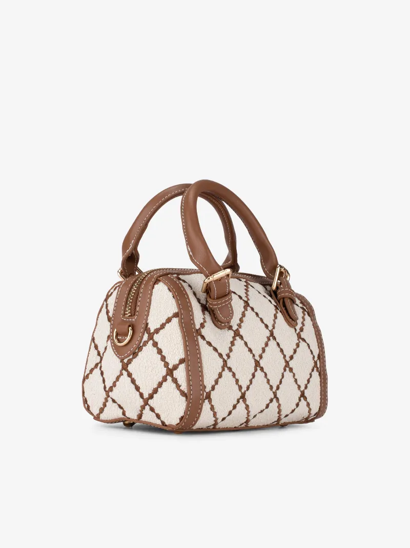 MALA EM TWEED ESTAMPADO COM ALÇA TIRACOLO INTERIOR