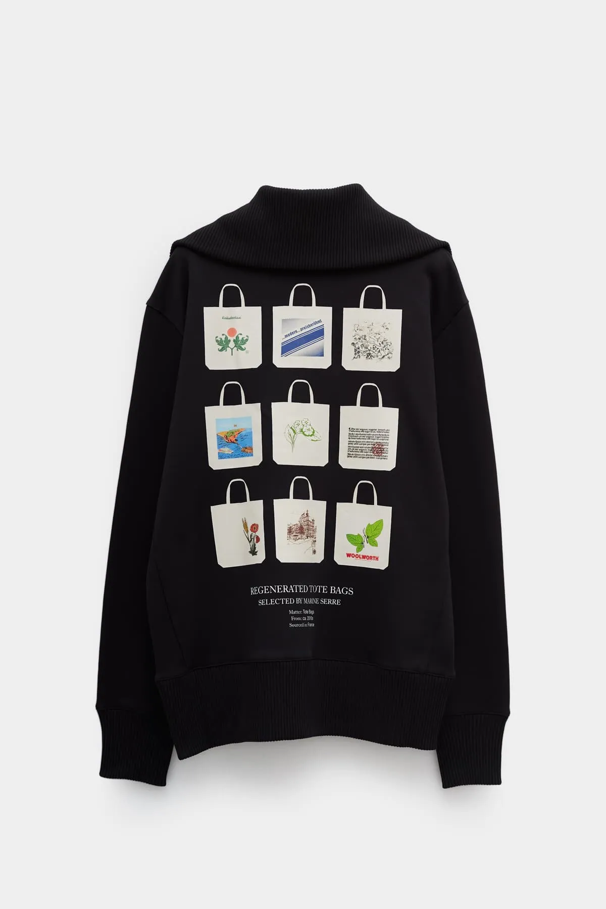 MARINE SERRE BLACK TOTE BAG PRINT HALFZIP SWEATSHIRT