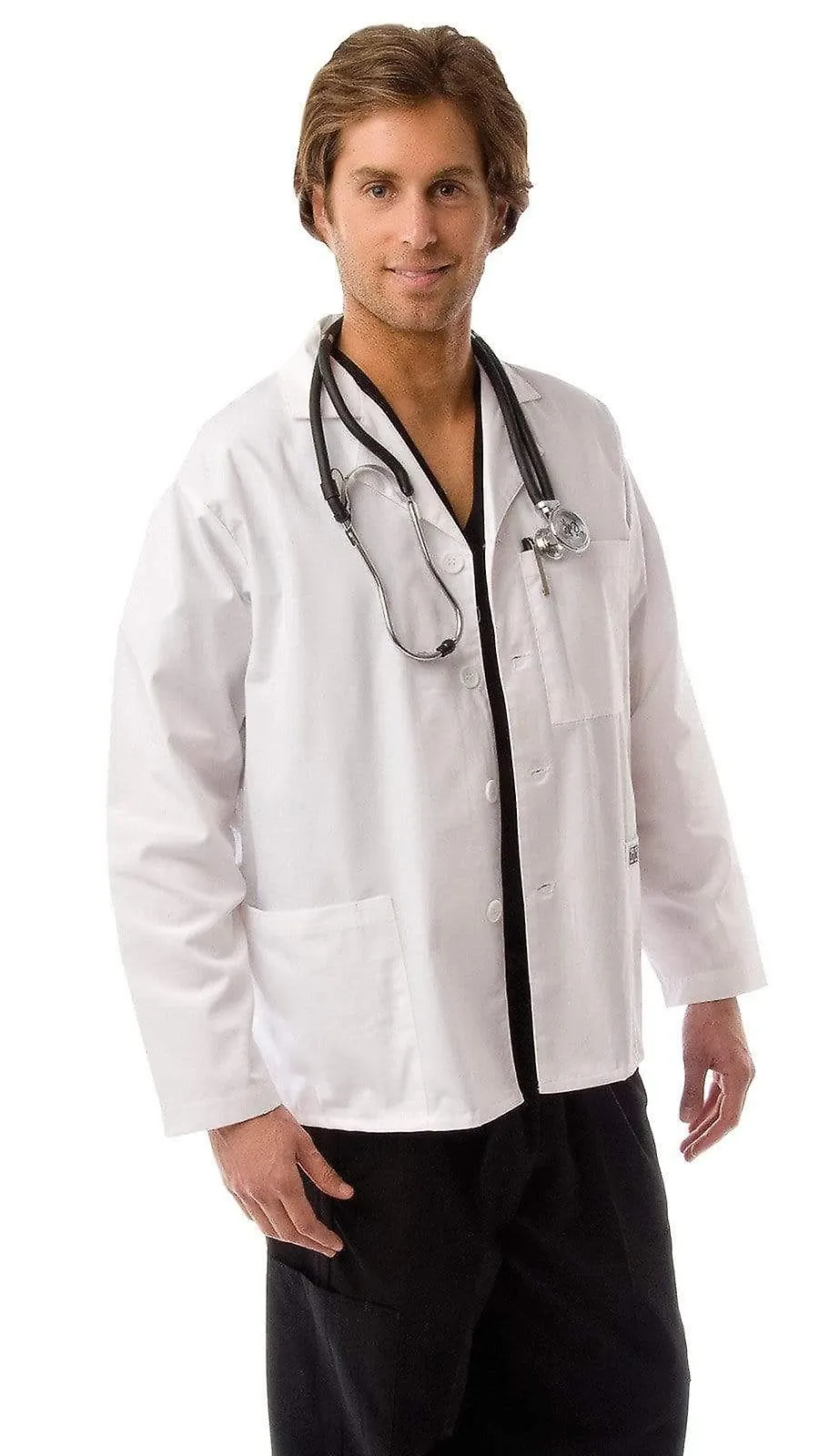 MEN'S MULTIPOCKET SHORT LAB COAT MEDICAL UNIFORM