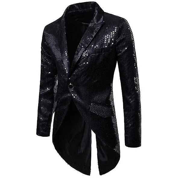 Mens Sequin Tailcoat Swallowtail Suit Jacket Party Show Tux Dress Coat