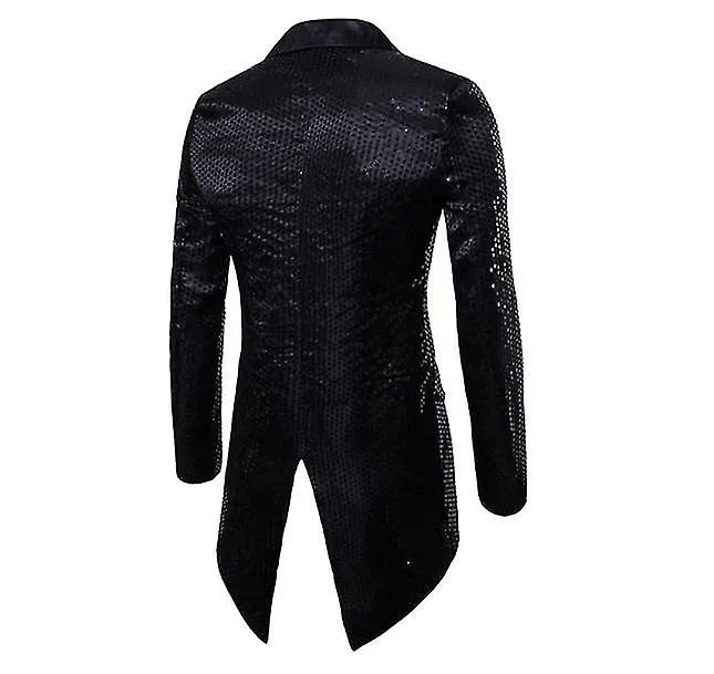 Mens Sequin Tailcoat Swallowtail Suit Jacket Party Show Tux Dress Coat
