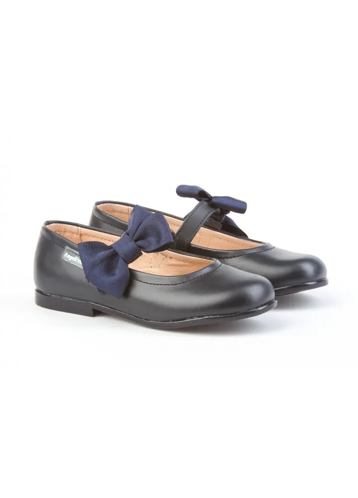 Merceditas Niña Piel  Azul Marino Velcro Angelitos