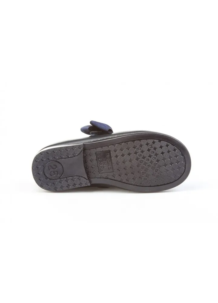 Merceditas Niña Piel  Azul Marino Velcro Angelitos